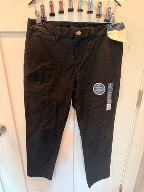 NWT Faded Glory Black Stretch Chino Pants Petite 10P Straight Leg